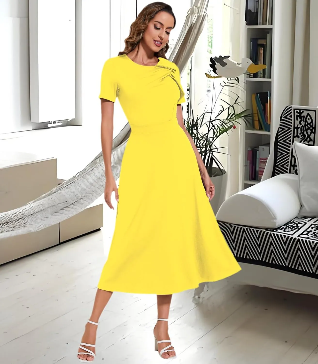 DinyIn Women's 2025 Summer Short Sleeve Casual Dresses