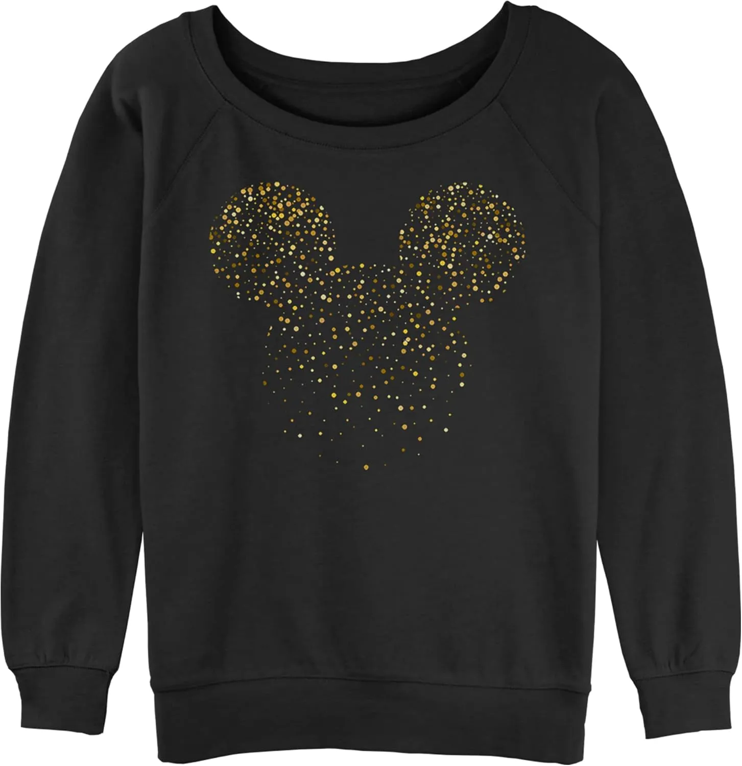 Disney Women's Classic Mickey Confetti Fill Junior's Raglan Pullover with Coverstitch