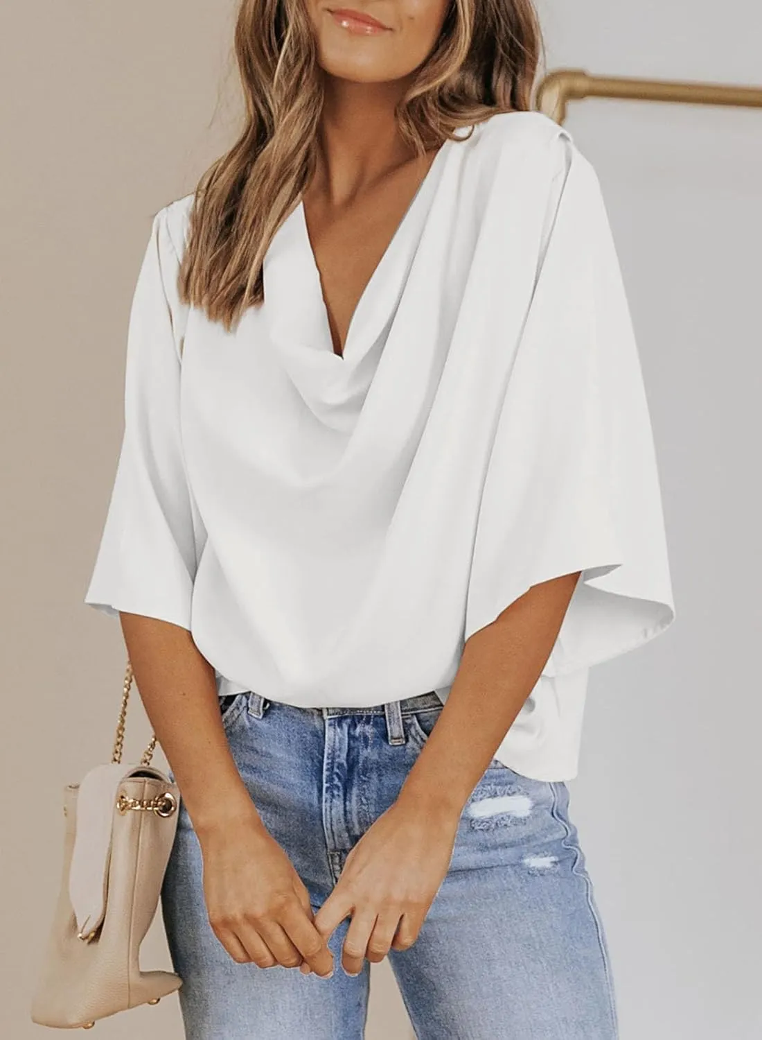 Dokotoo Womens Blouses and Tops Short Sleeve Chiffon Shirts and Tops