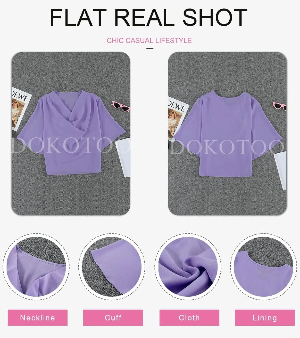 Dokotoo Womens Blouses and Tops Short Sleeve Chiffon Shirts and Tops