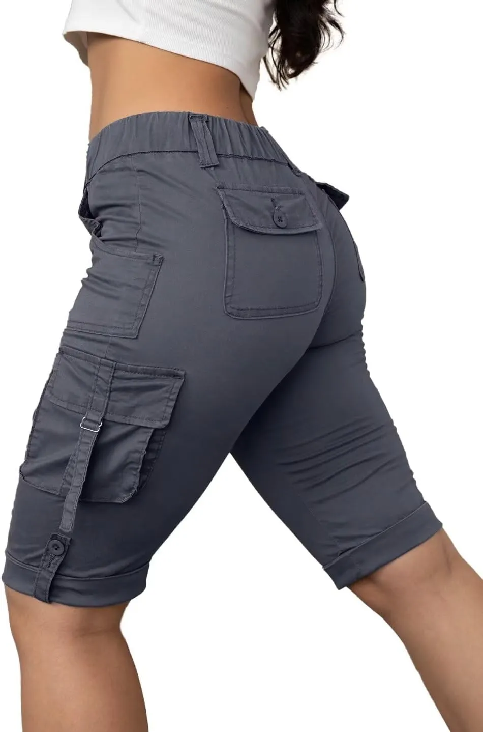 Flamingals Hiking Shorts for Women Flap Pocket Design Bermuda Cargo Shorts 2025 Trendy