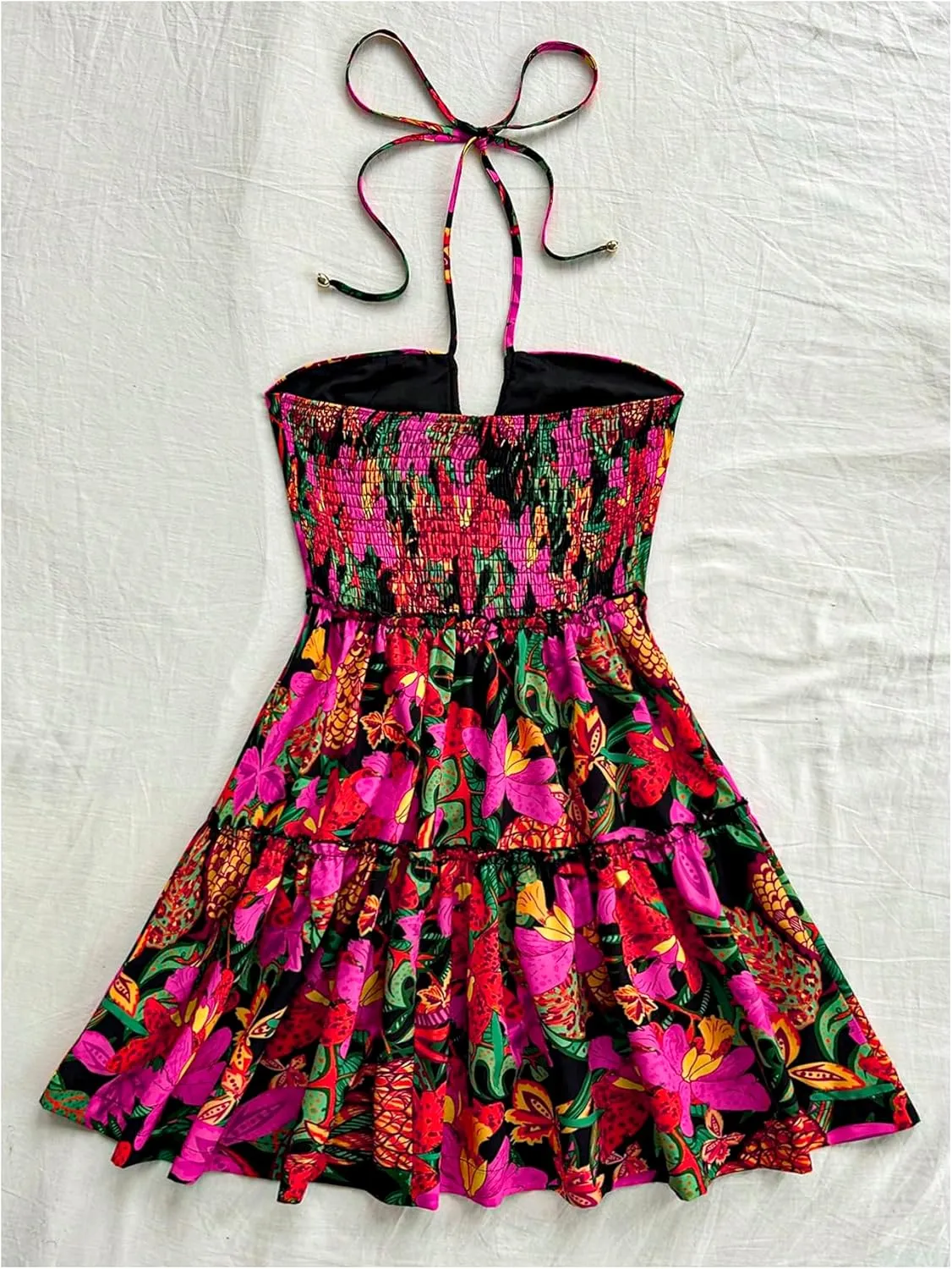 Floerns Women's Tie Dye Sleeveless Halter Dress Milkmaid Flare Hem Boho Dress