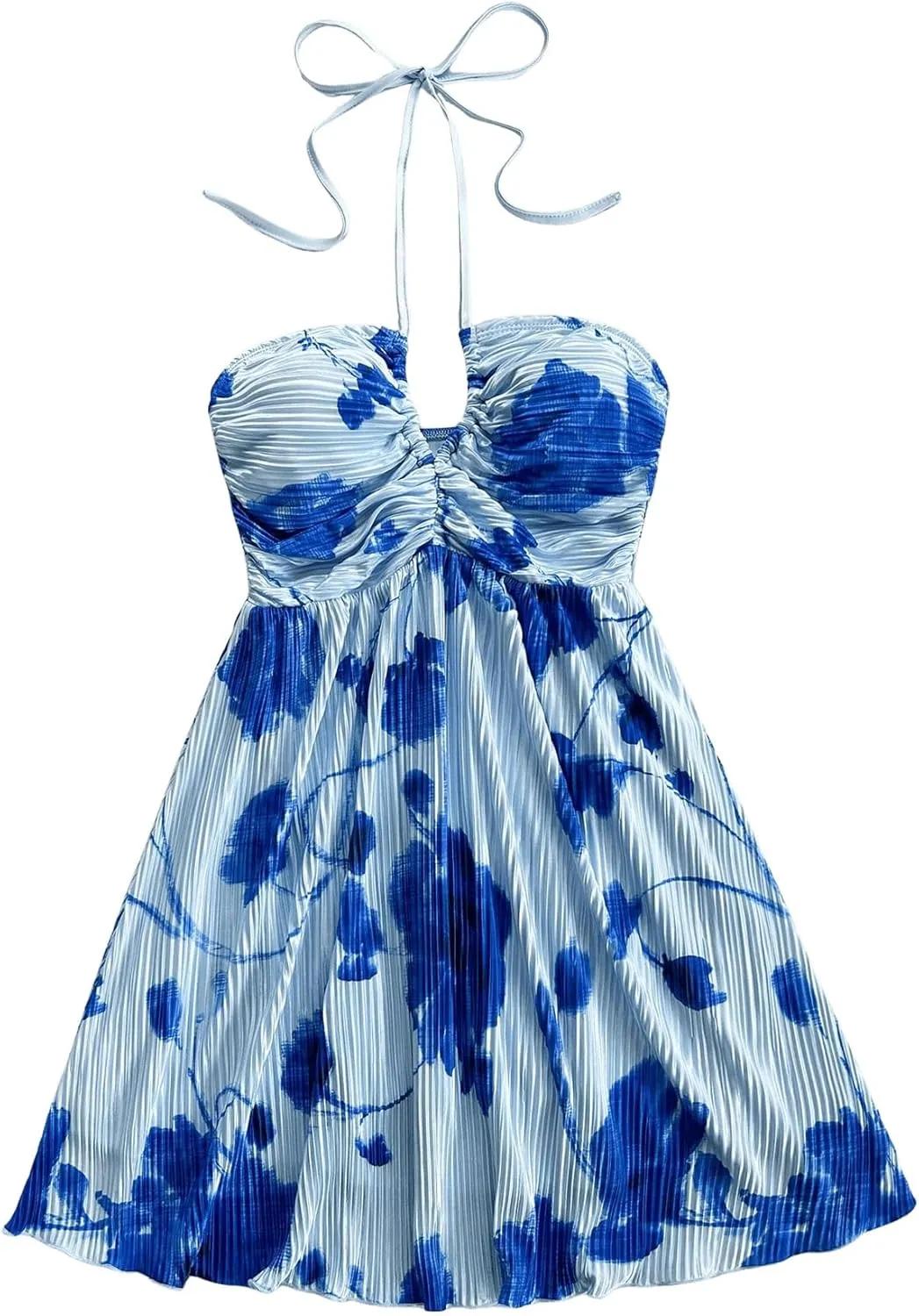 Floerns Women's Tie Dye Sleeveless Halter Dress Milkmaid Flare Hem Boho Dress