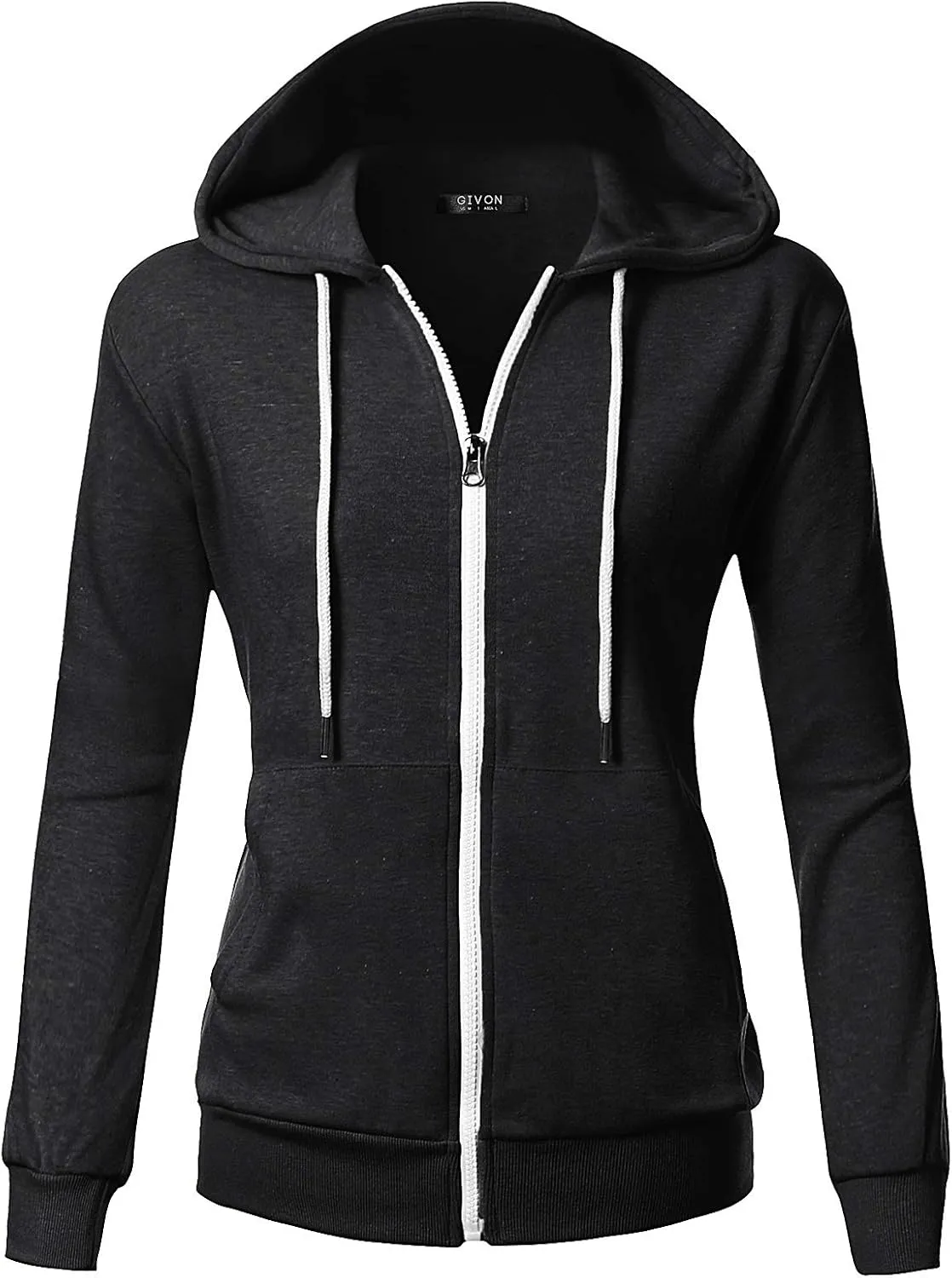 GIVON Women's Lightweight Zip Up Hoodie ?C Long Sleeve Thin Casual Hooded Jacket, Plus