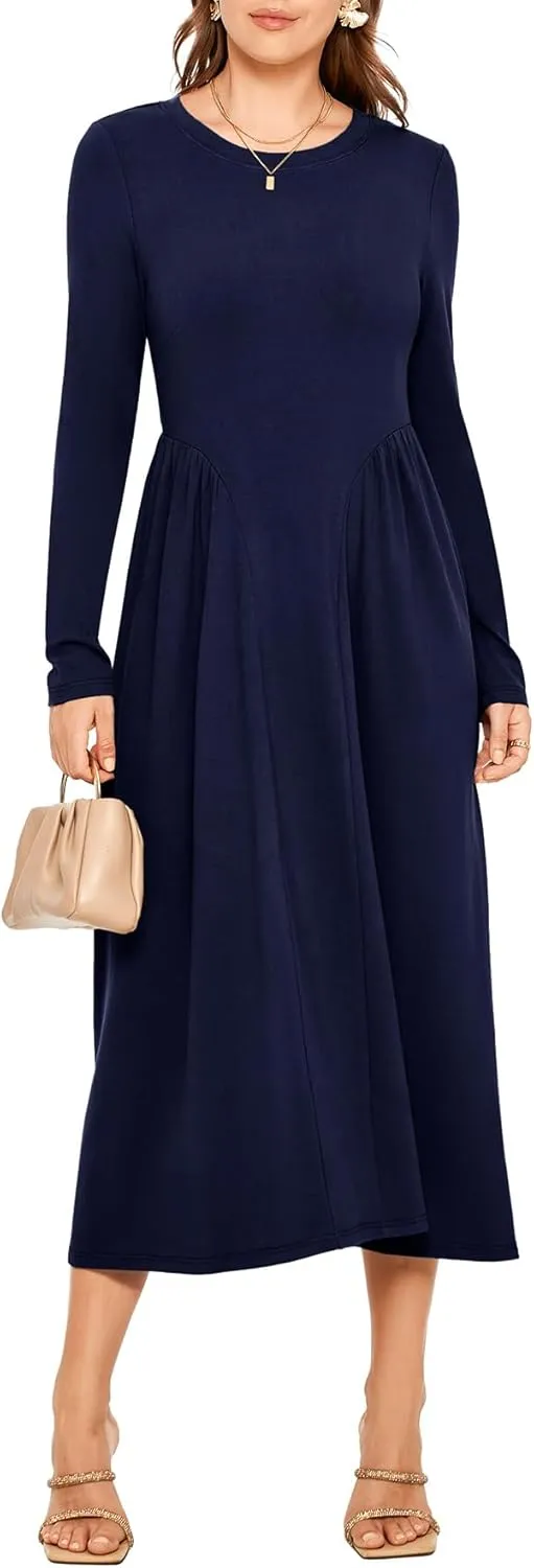 Glamaker Fall Dresses for Women 2024 Long Sleeve Casual Boho Long Dresses