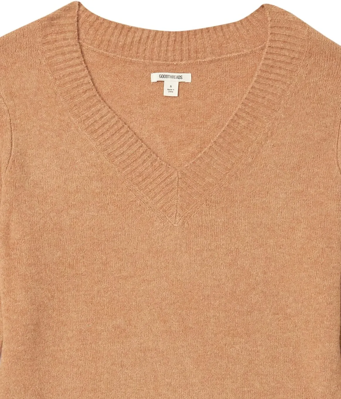 Goodthreads Women's Relaxed-Fit Mid-Gauge Stretch V-Neck Sweater