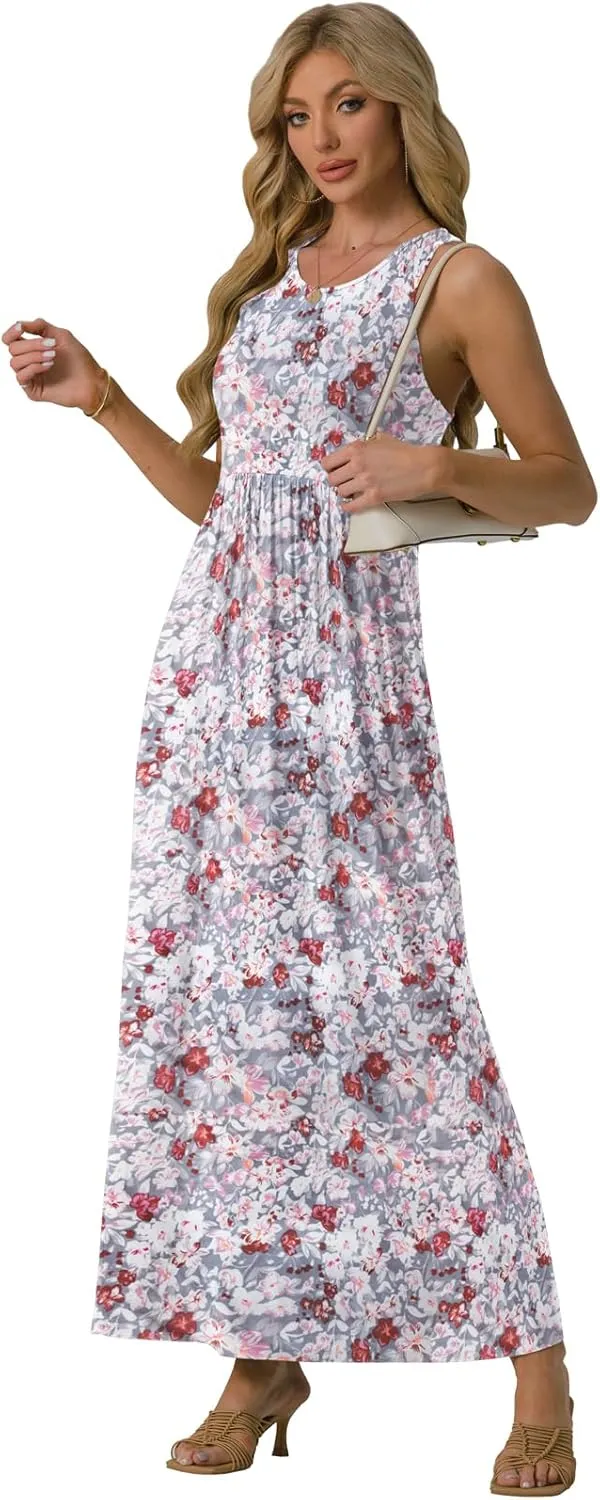 GRECERELLE Women's Summer Sleeveless Casual Long Tank Maxi Dress with Pockets (XS-3XL)