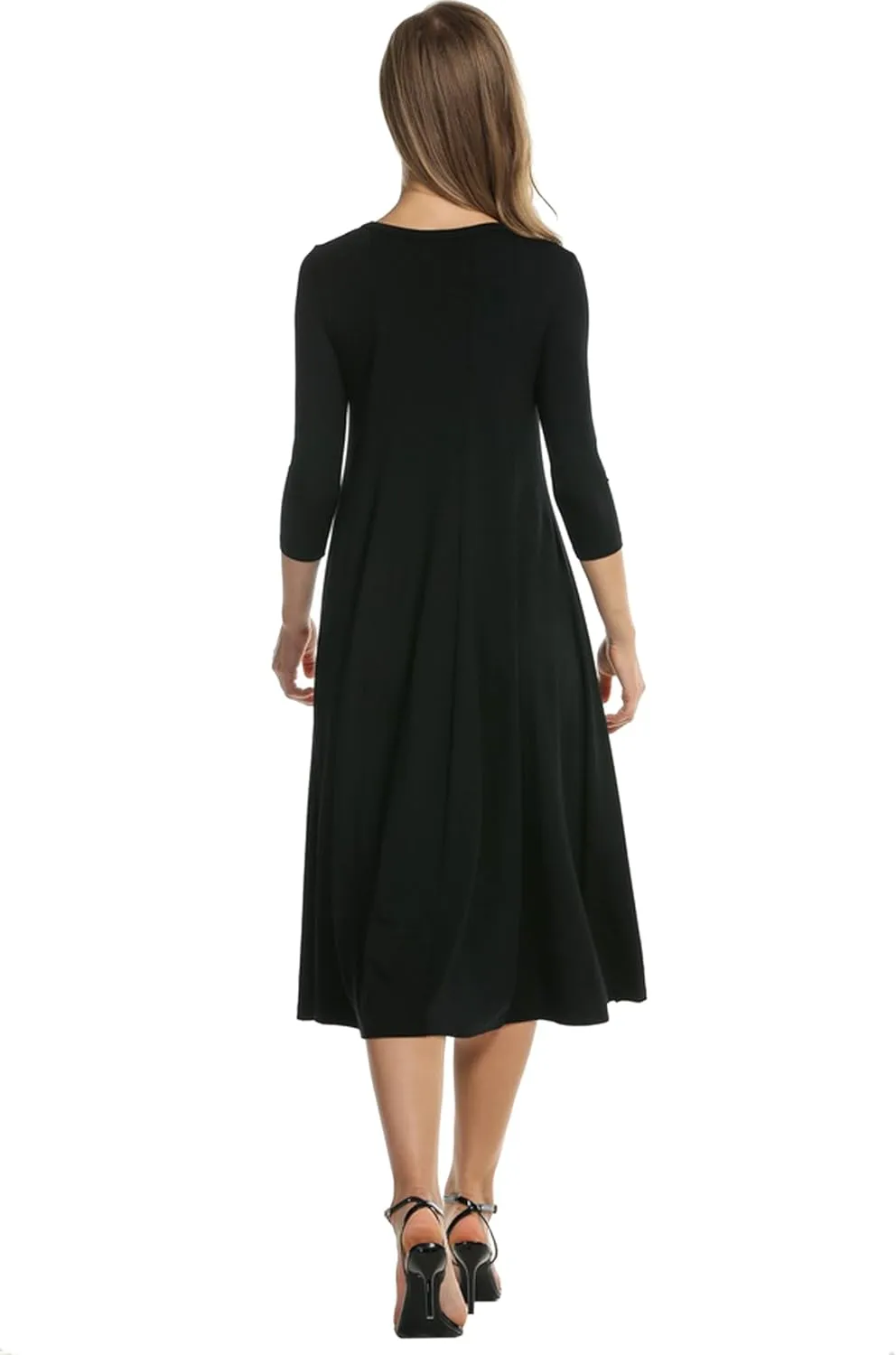 HOTOUCH Women's 3/4 Sleeve A-line and Flare Midi Long Dress