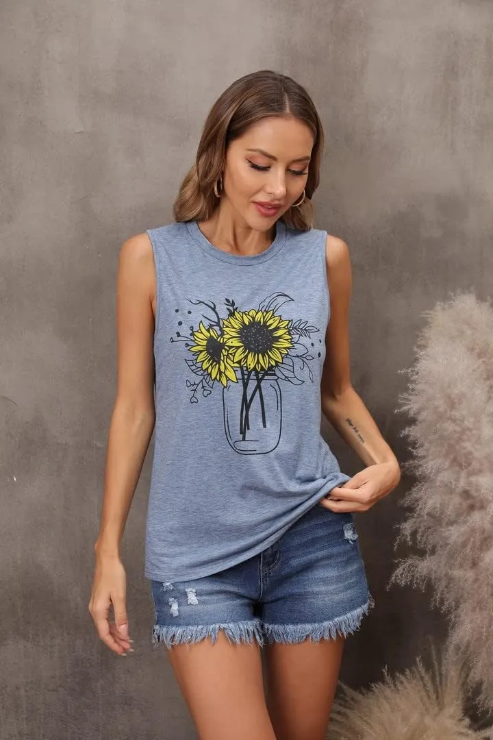 IRISGOD Womens Tank Tops Loose Fit Summer Cute Graphic Sleeveless Shirts Workout Basic Tunic