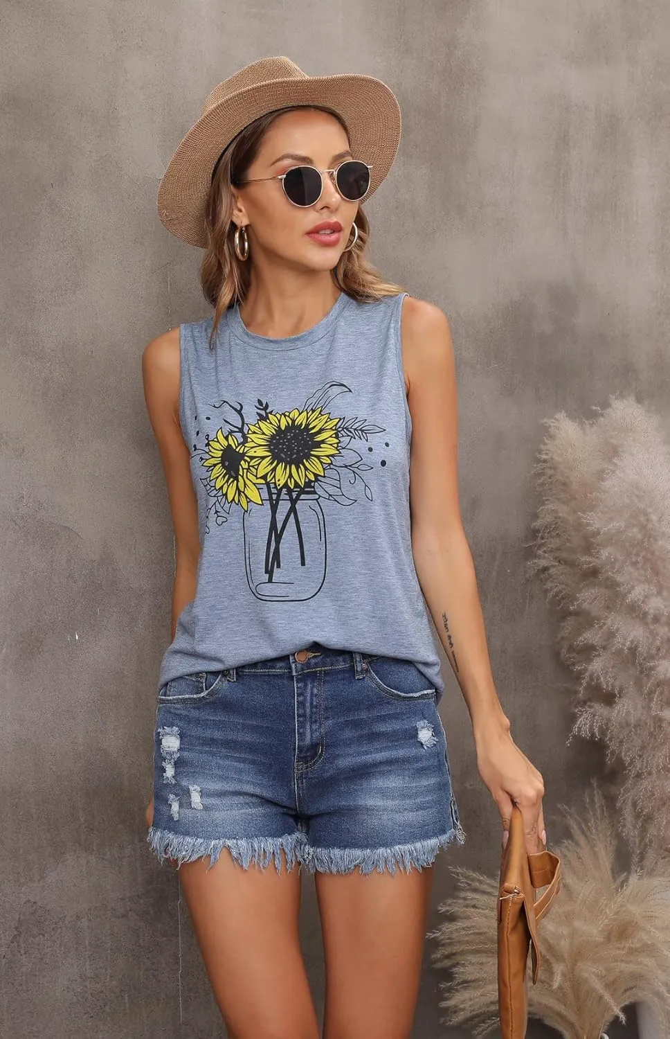 IRISGOD Womens Tank Tops Loose Fit Summer Cute Graphic Sleeveless Shirts Workout Basic Tunic