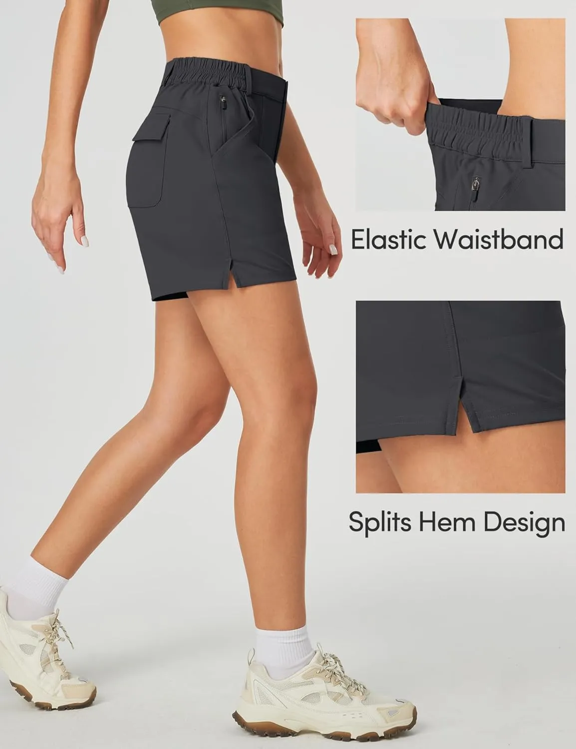 IUGA 5" Hiking Golf Shorts with Pockets Quick Dry Womens Cargo Shorts Casual Summer Short