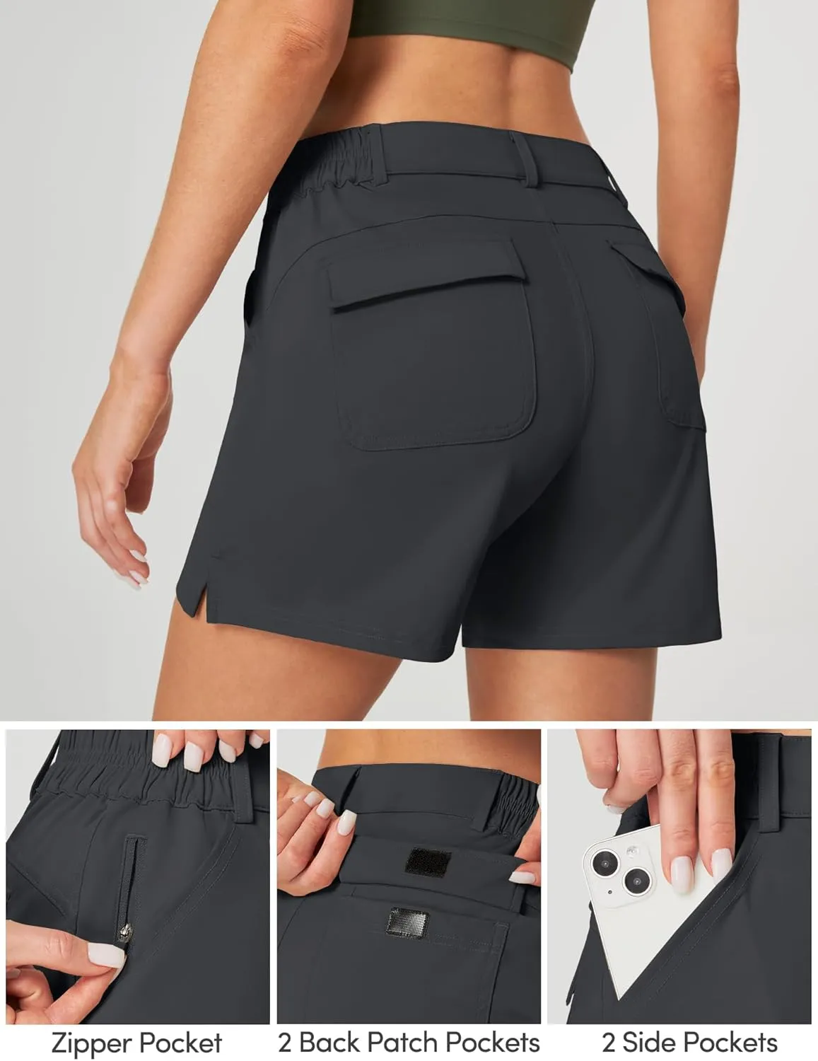 IUGA 5" Hiking Golf Shorts with Pockets Quick Dry Womens Cargo Shorts Casual Summer Short