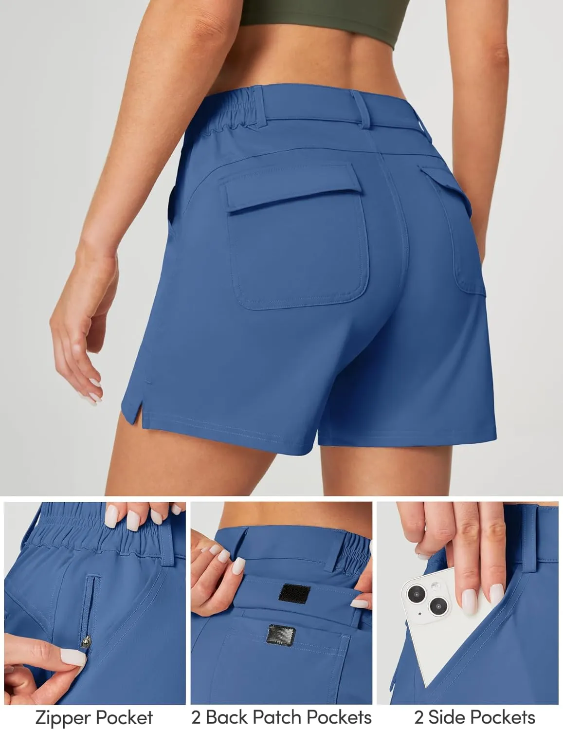 IUGA 5" Hiking Golf Shorts with Pockets Quick Dry Womens Cargo Shorts Casual Summer Short