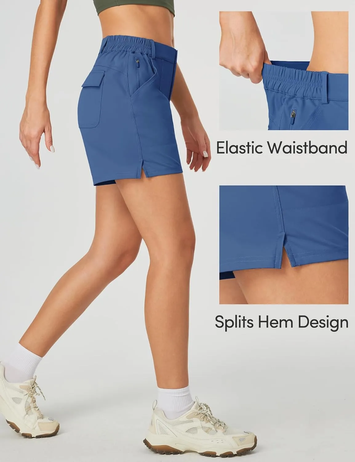 IUGA 5" Hiking Golf Shorts with Pockets Quick Dry Womens Cargo Shorts Casual Summer Short