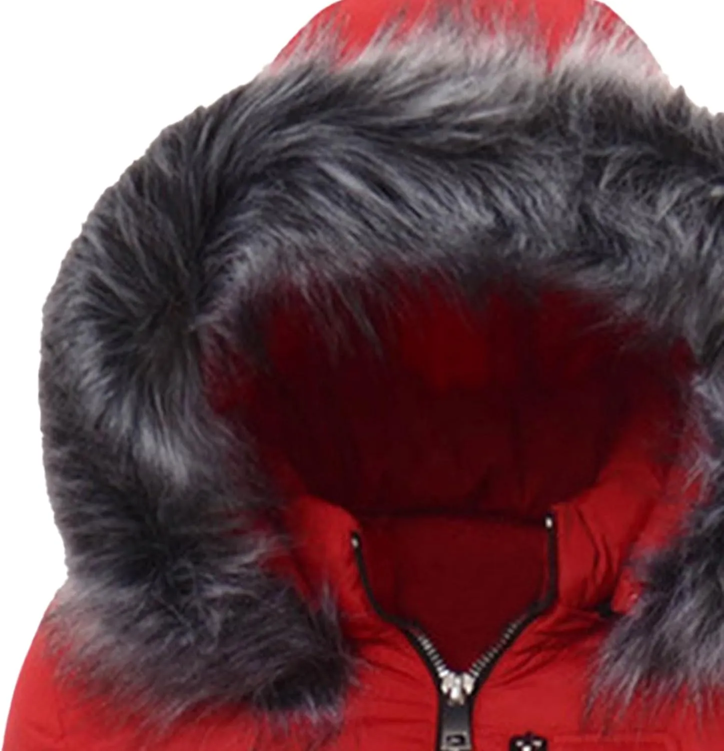 JEsilunmaMY Women's Slim Fur Hooded Puffer Jacket Warm Winter Coat Thicken Parka With Zip Pocket Insulated Padded Snow Jacket