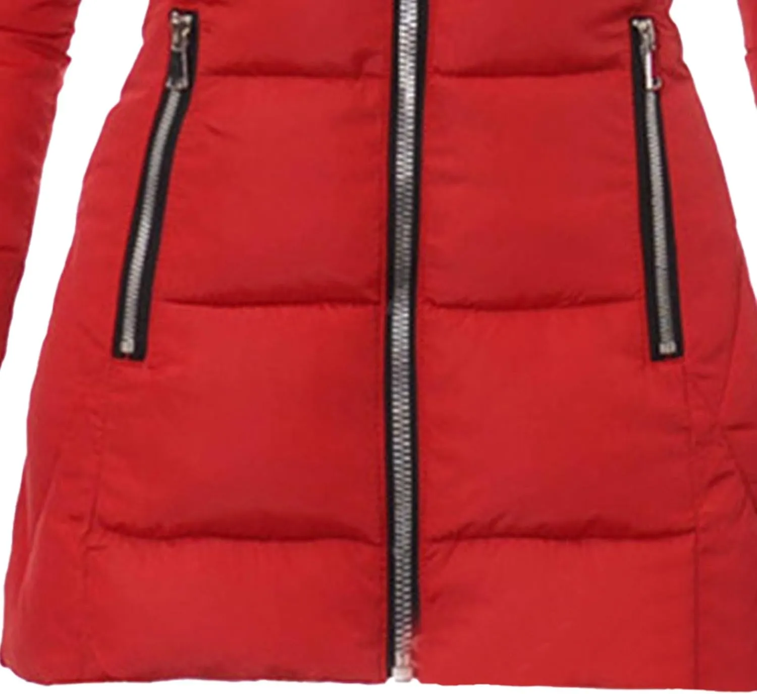 JEsilunmaMY Women's Slim Fur Hooded Puffer Jacket Warm Winter Coat Thicken Parka With Zip Pocket Insulated Padded Snow Jacket
