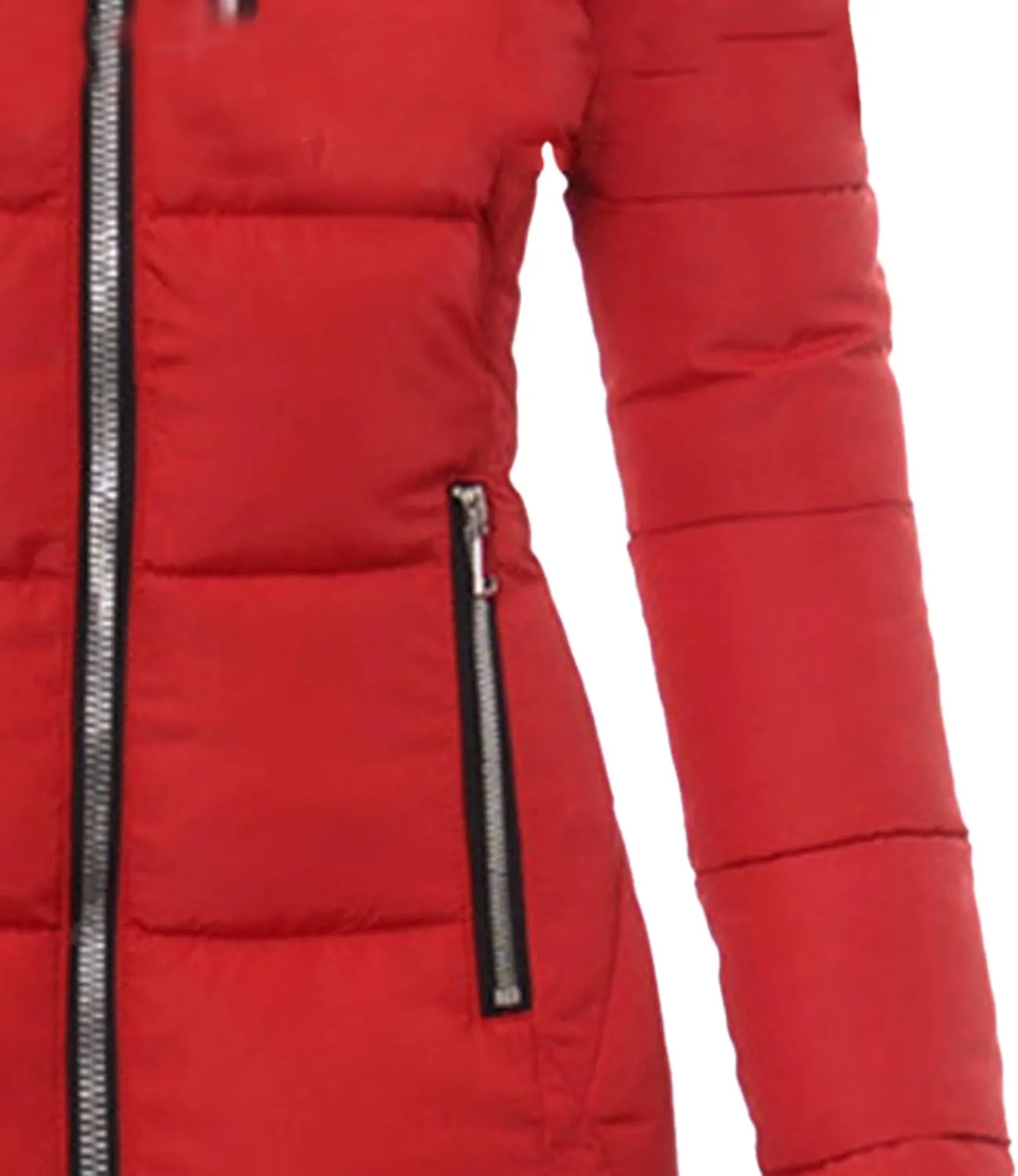 JEsilunmaMY Women's Slim Fur Hooded Puffer Jacket Warm Winter Coat Thicken Parka With Zip Pocket Insulated Padded Snow Jacket