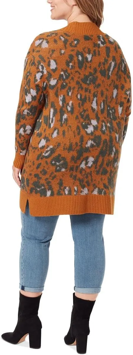Jessica Simpson Womens Meghan Animal Print Open Front Cardigan Sweater