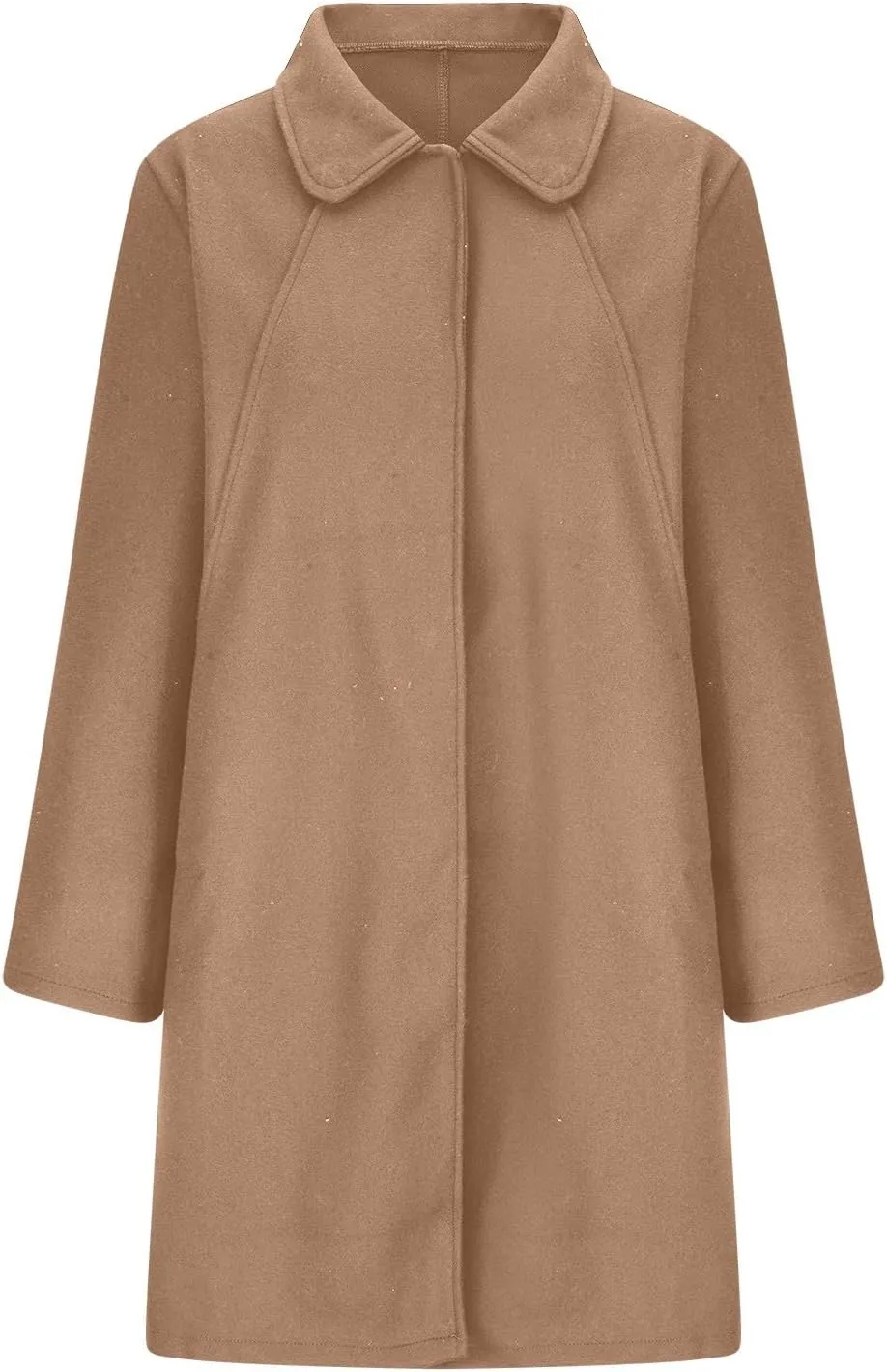 JOAU Women's Mid-Length Trench Coat Casual Fashion Slim Fit Lapel Button Down Wool Blend Pea Coats Elegant Overcoat Jackets