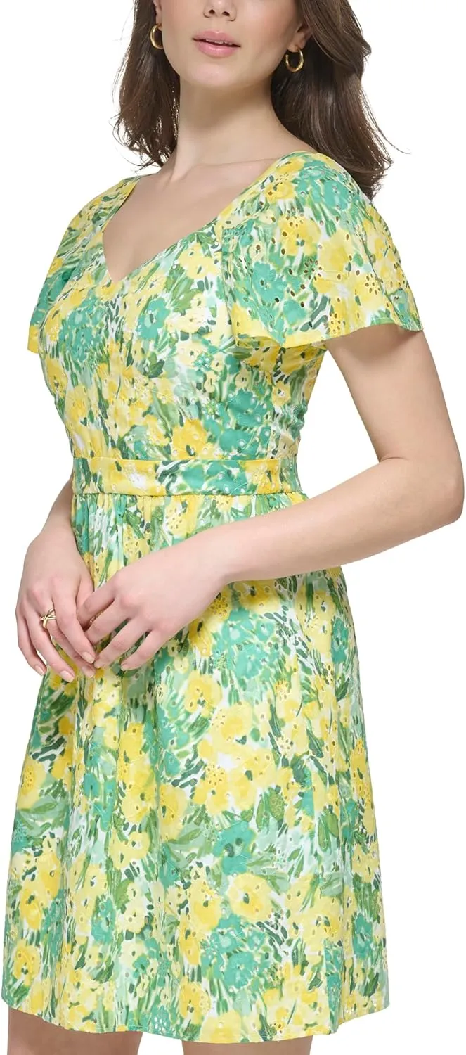 Kensie Women's Short Sleeve Babydoll Mini Dress