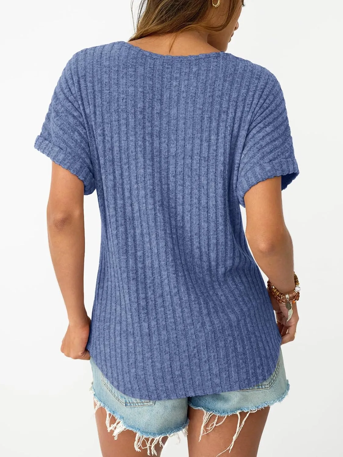 LILLUSORY Women Short Sleeve T Shirt Summer Sweater Dressy Casual Blouse Business Top Work Clothing