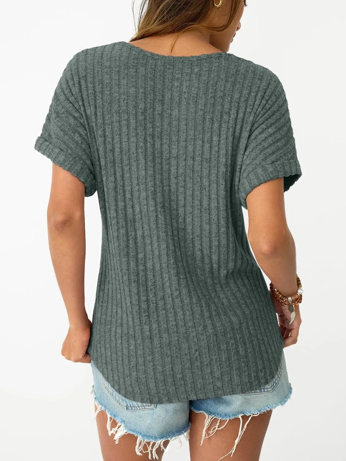 LILLUSORY Women Short Sleeve T Shirt Summer Sweater Dressy Casual Blouse Business Top Work Clothing