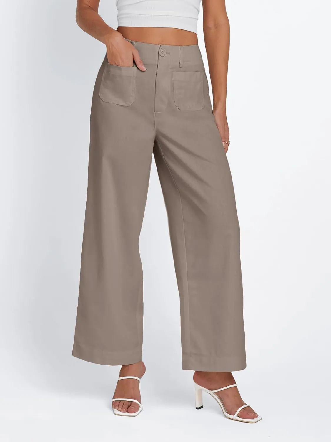 LILLUSORY Womens Linen Pants Lightweight Summer Wide Leg Cropped Capris Pants