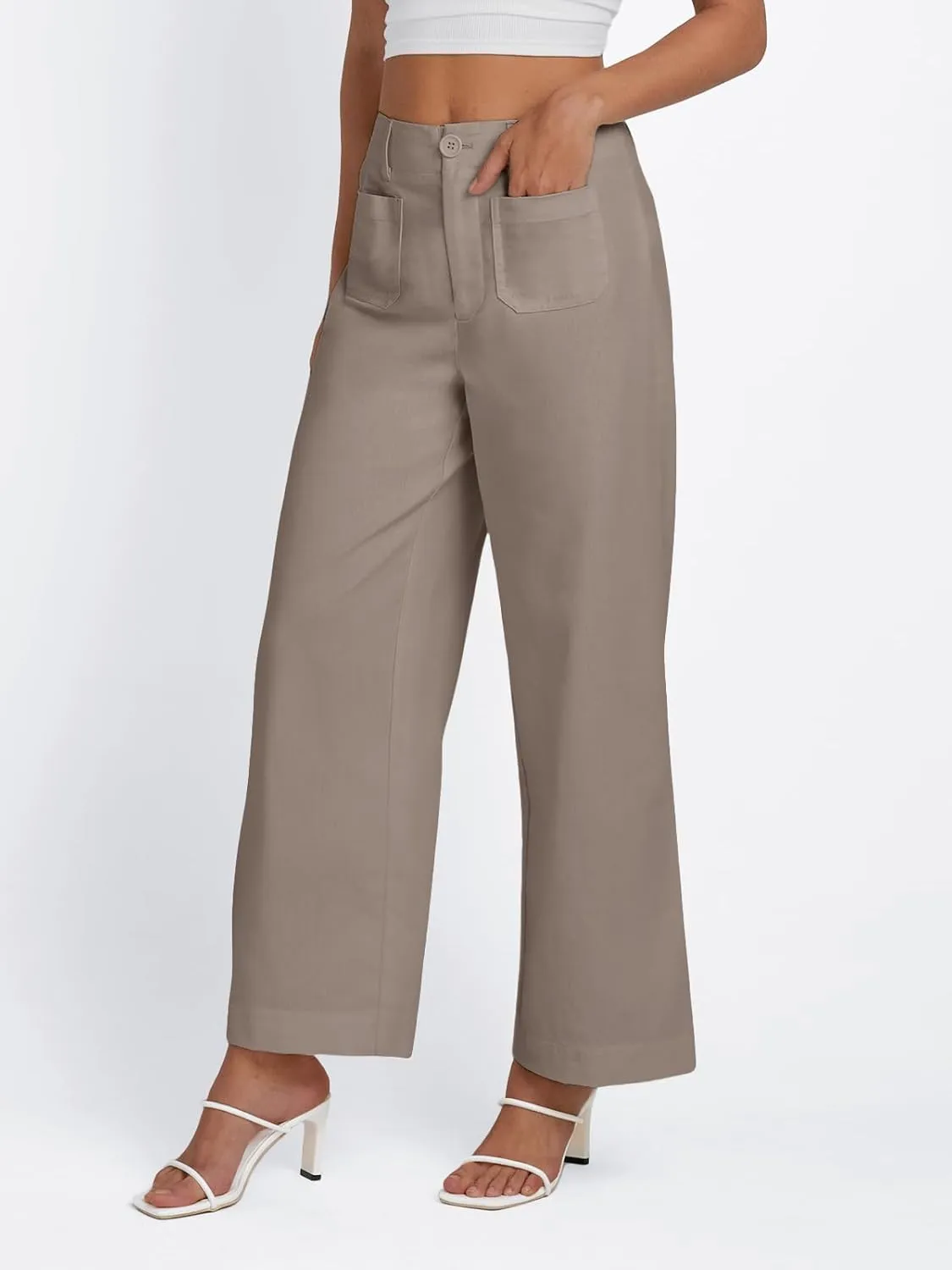 LILLUSORY Womens Linen Pants Lightweight Summer Wide Leg Cropped Capris Pants