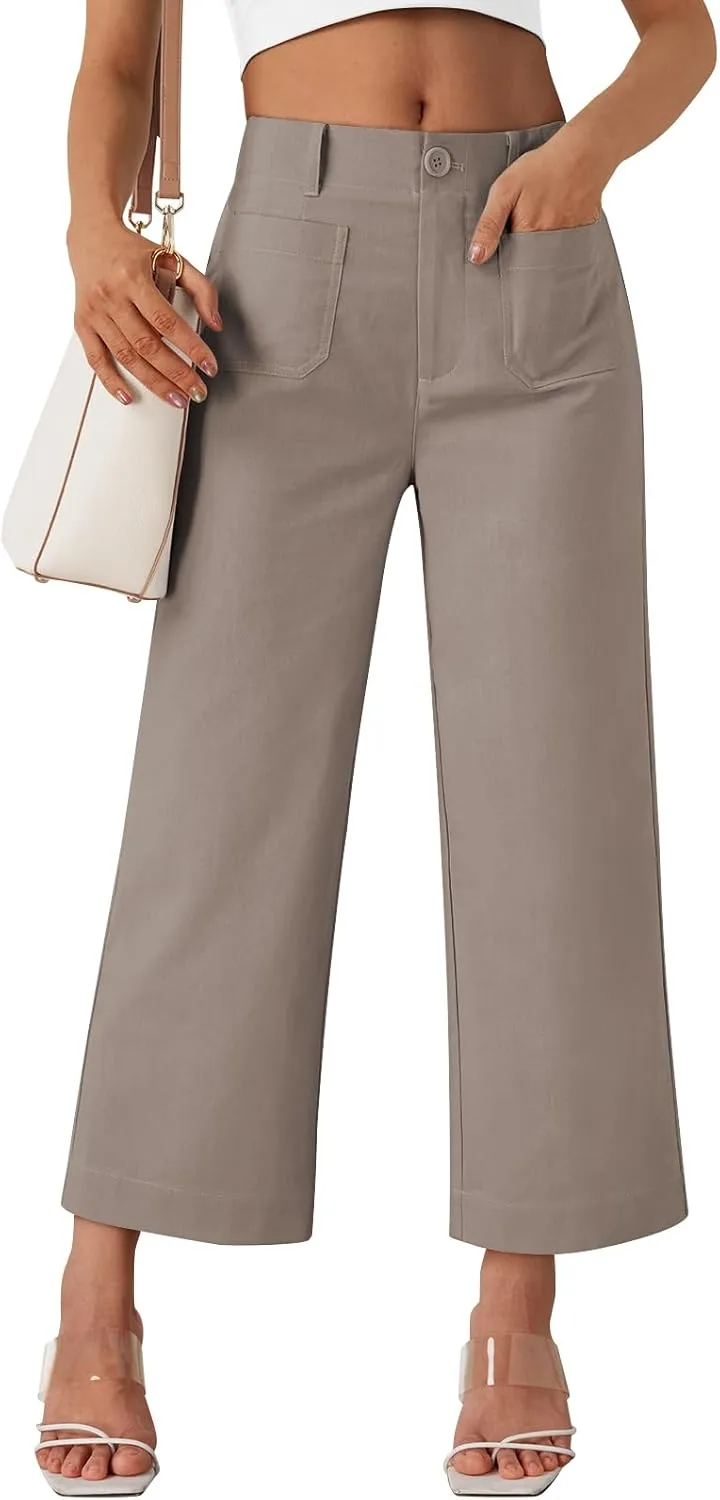 LILLUSORY Womens Linen Pants Lightweight Summer Wide Leg Cropped Capris Pants