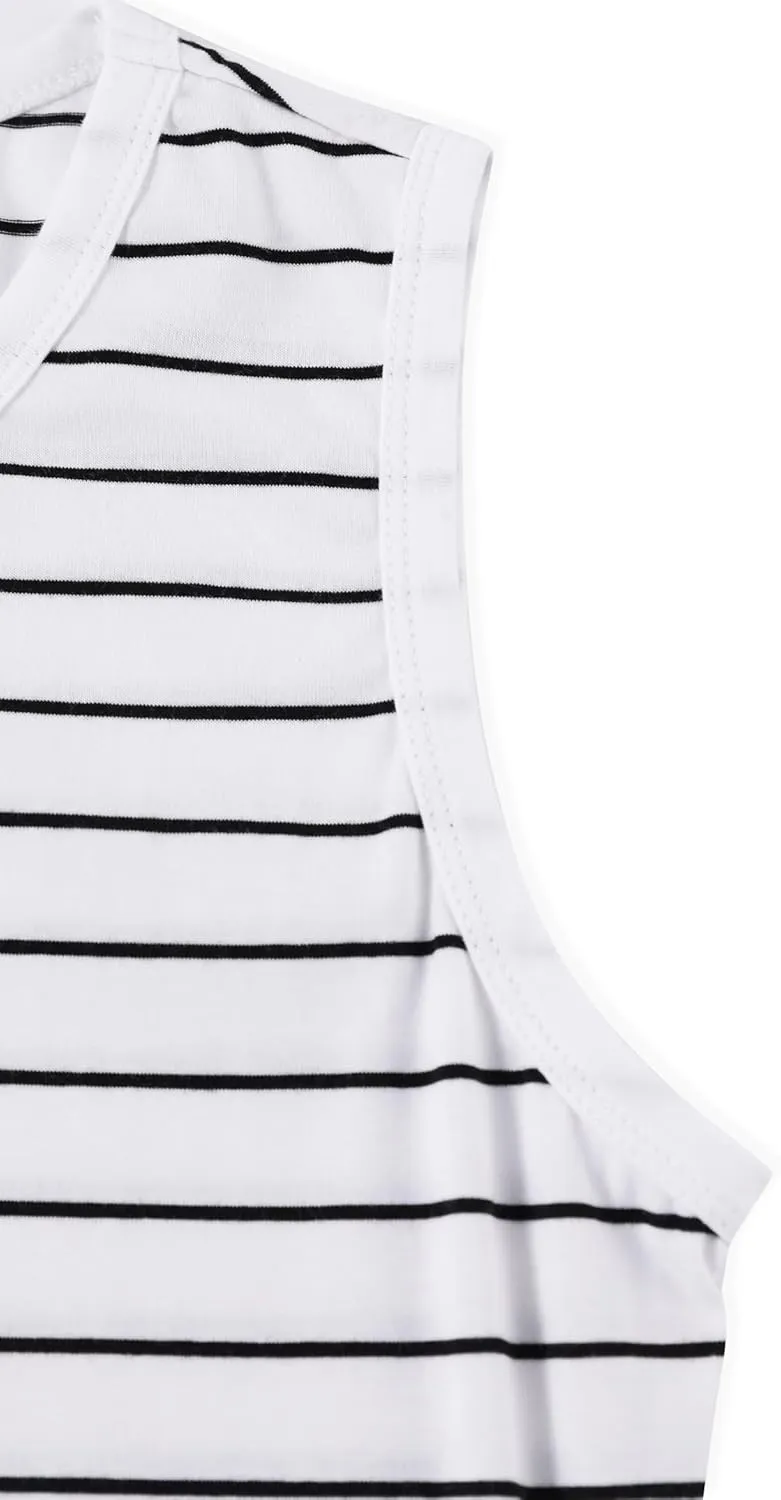 LilyCoco Women's Striped Tank Tops Sleeveless Color Block Loose Fit T Shirts