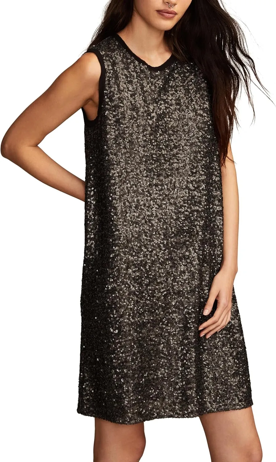 Lucky Brand Women's Sequin Shift Mini Dress