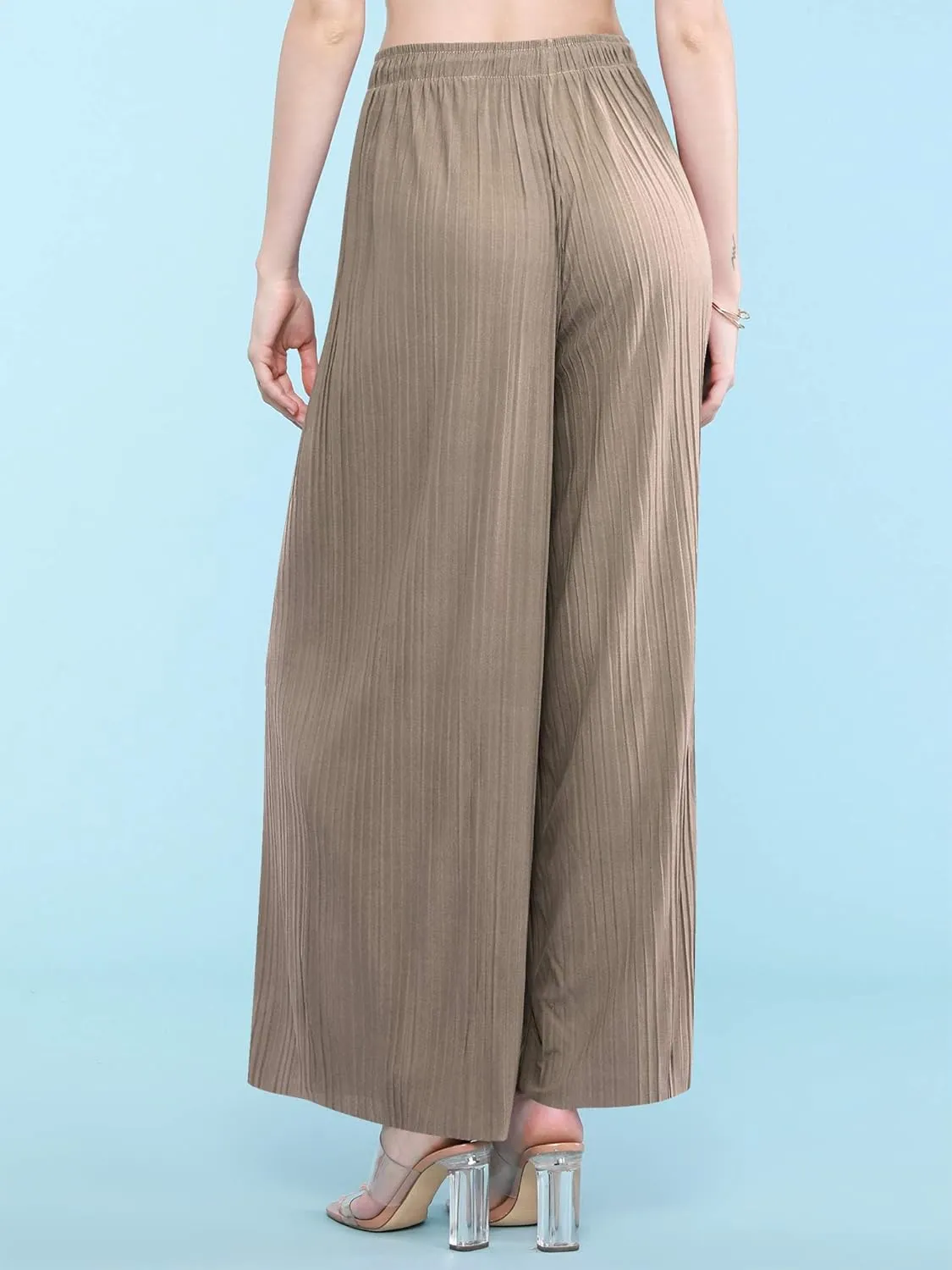 Made By Johnny Women's Pleated Wide Leg Palazzo Pants with Drawstring