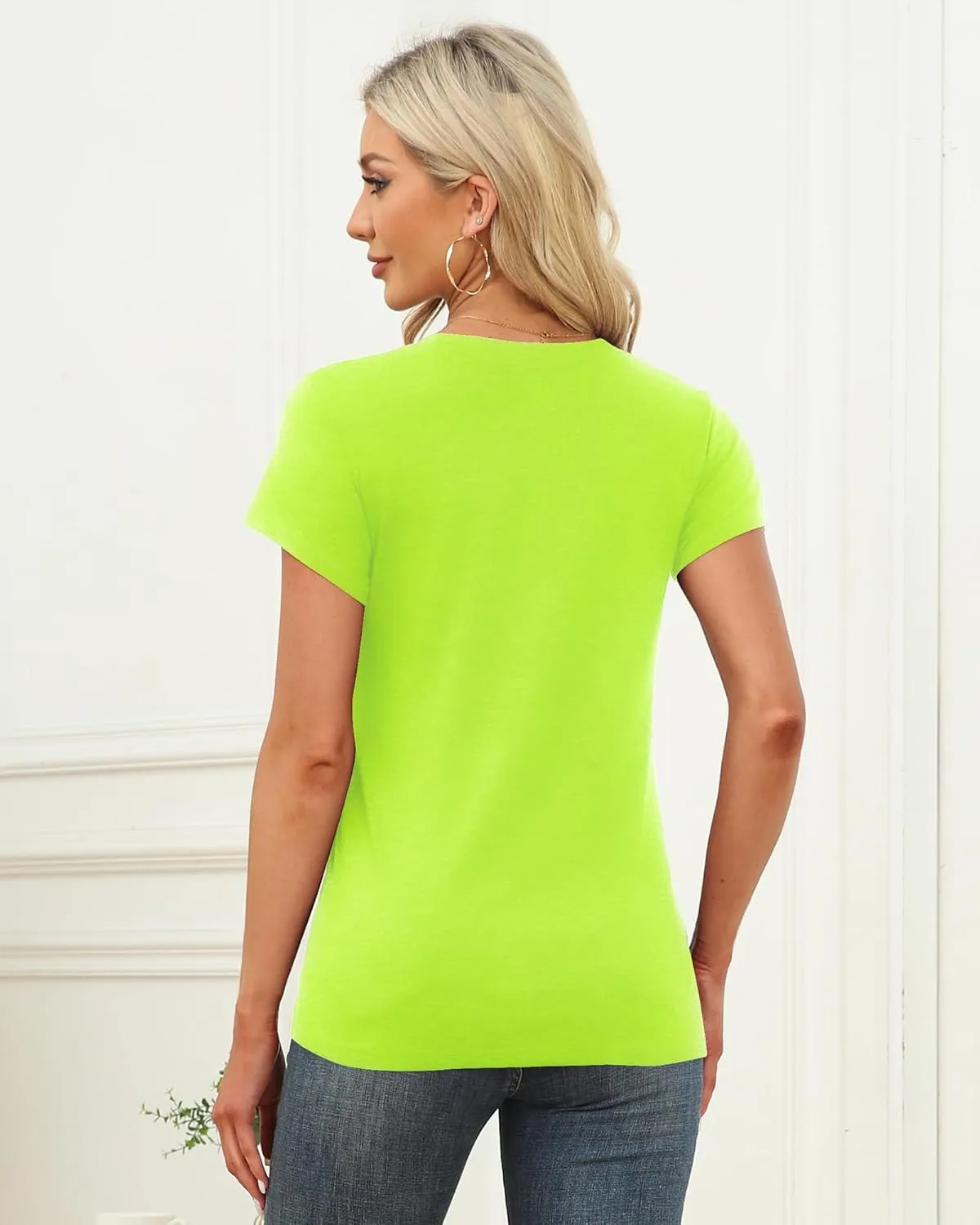 Memorose Womens Short Sleeve Tops Summer T Shirts Round Neck Causal Fashion Basic Tee