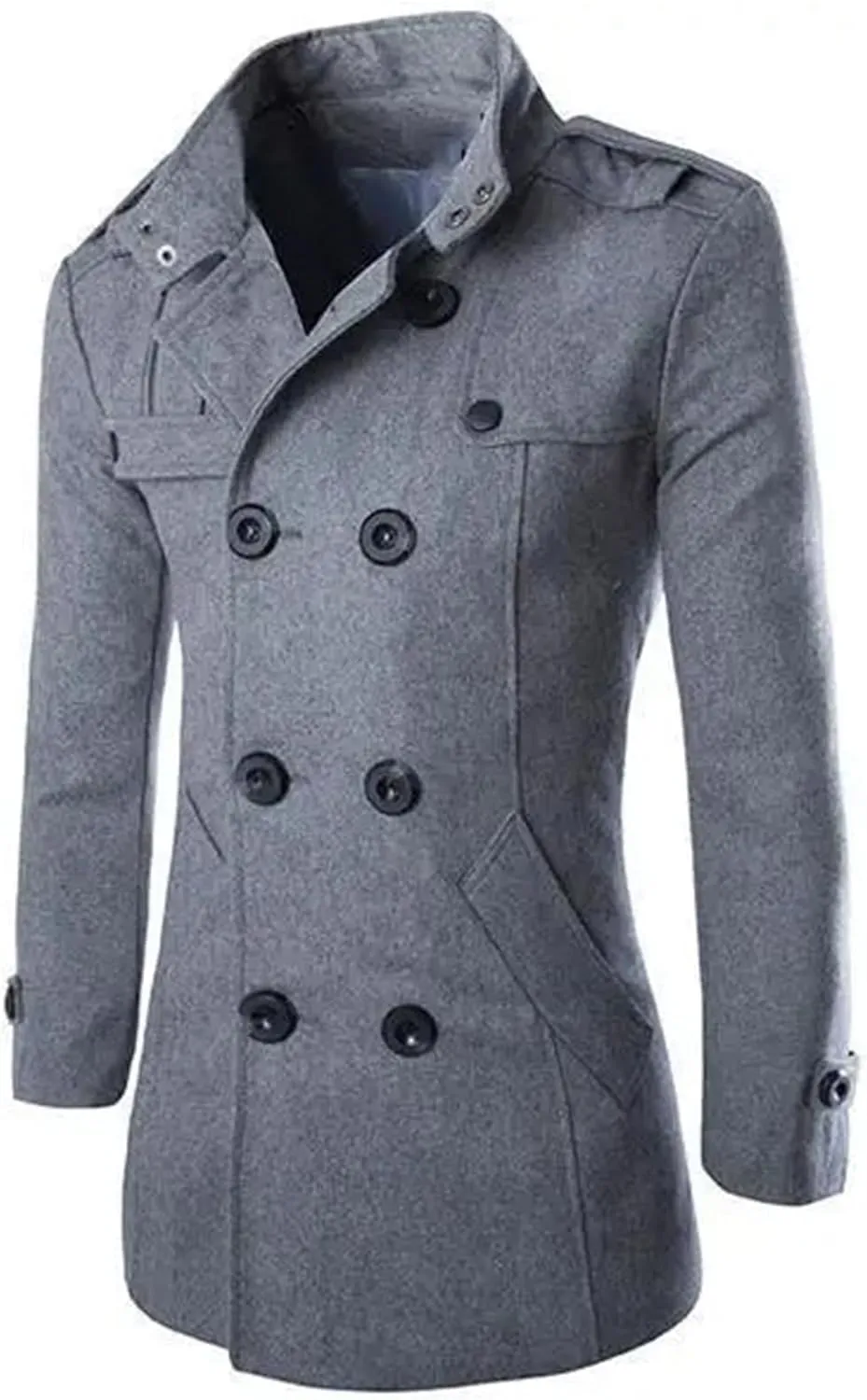 Mens Overcoat Trench Coats Male Pea Coats Double Breasted Wool Blends Coat
