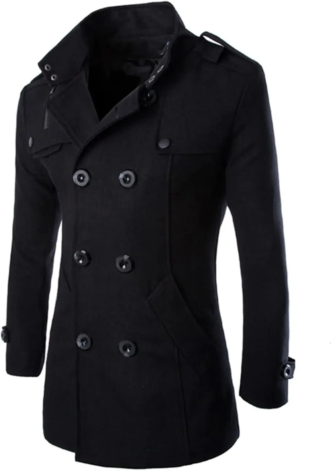 Mens Overcoat Trench Coats Male Pea Coats Double Breasted Wool Blends Coat