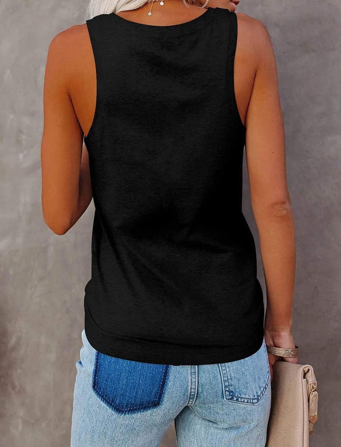 Minclouse Women's Tank Tops Scoop Neck Sleeveless Tees Casual Loose Fit Camisole