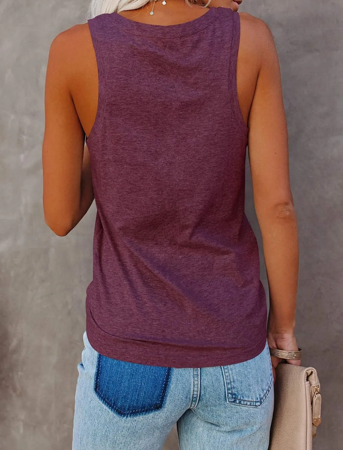 Minclouse Women's Tank Tops Scoop Neck Sleeveless Tees Casual Loose Fit Camisole
