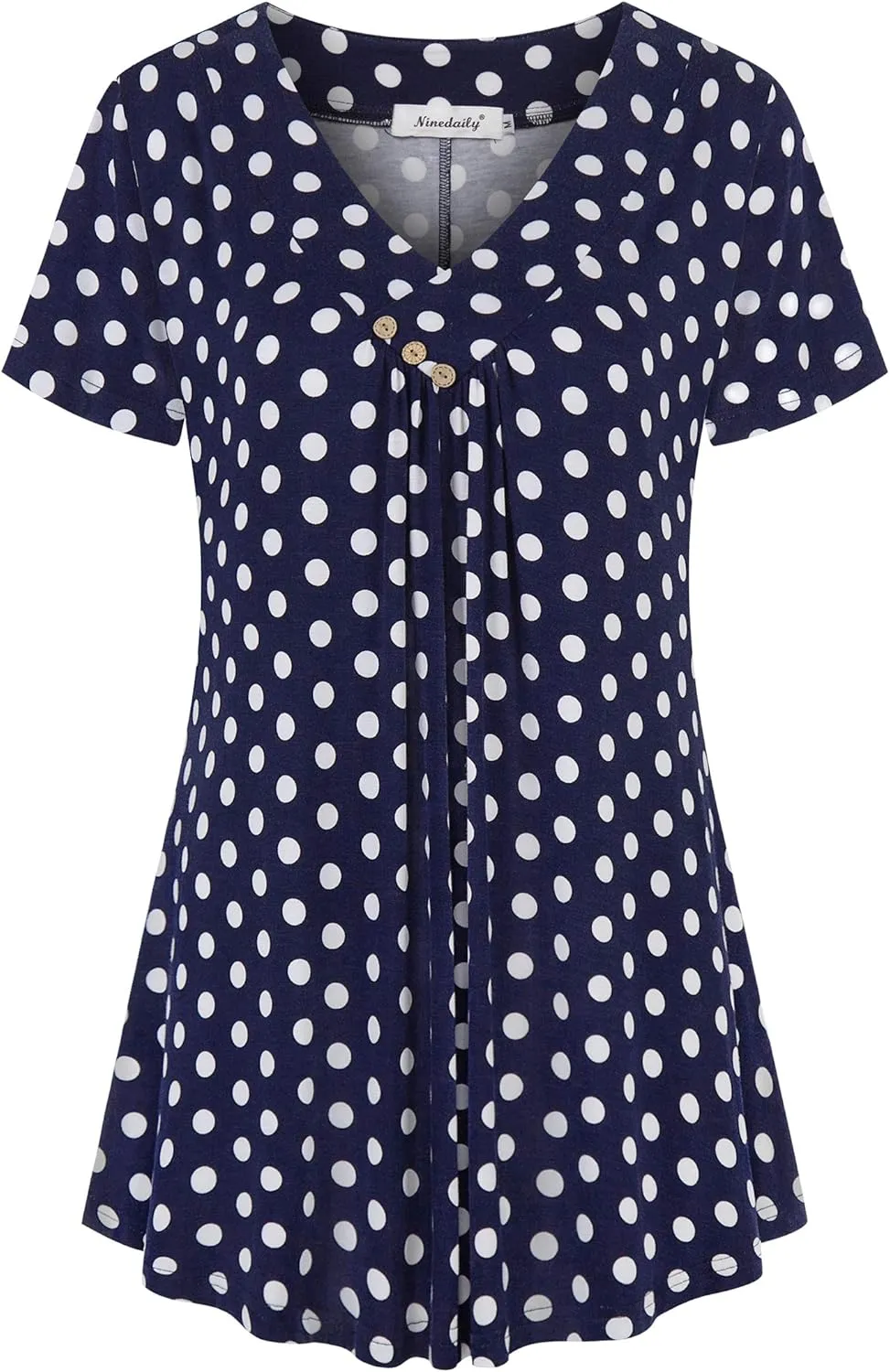 Ninedaily Women's Tunic Summer Short Sleeve Top Loose V Neck Dressy Shirt Blouse