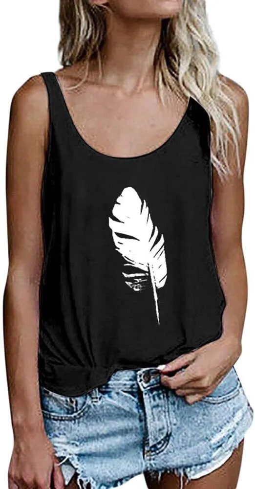 OMSJ Women Shirts Sleeveless Summer Tunic Loose Fit Tank Tops