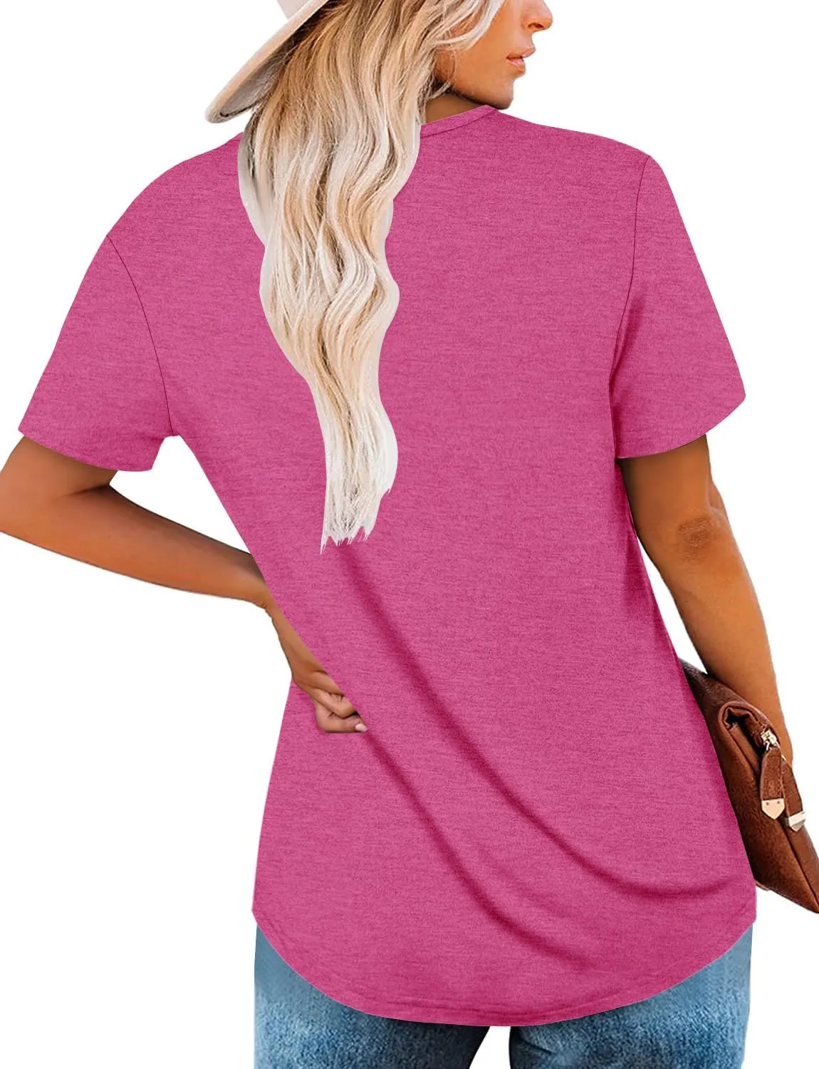 ONLYSHE Womens Shirts Cute Summer Lightweight Tunic Flowy Tops Short Sleeve Blouse Dressy Casual
