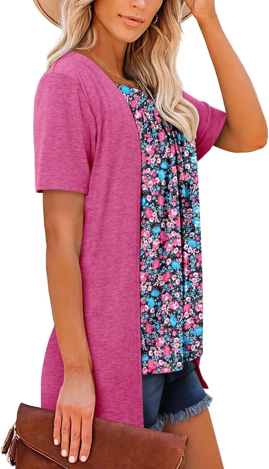 ONLYSHE Womens Shirts Cute Summer Lightweight Tunic Flowy Tops Short Sleeve Blouse Dressy Casual