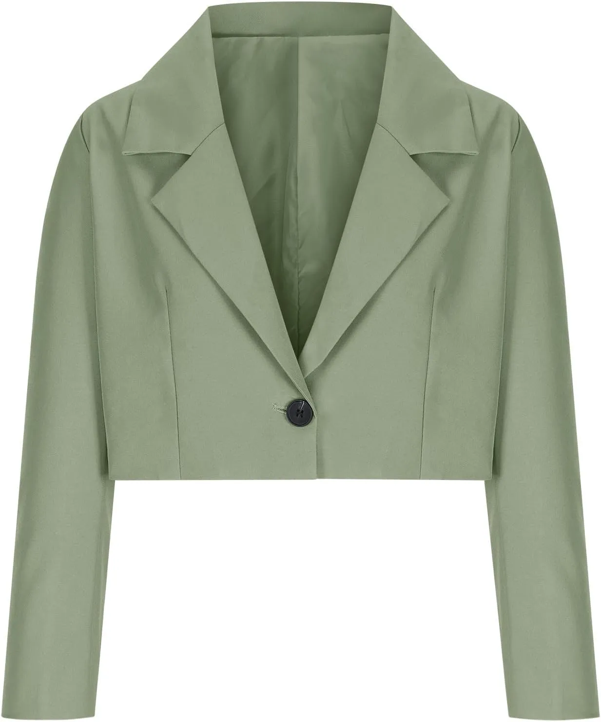 Open Front Blazers for Women Solid Color Long Sleeve Lapel Blazer Jackets Single Button Short Outerwear 2024