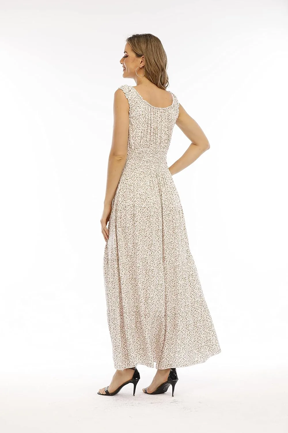 OSTOO Women's 2025 Summer Boho Floral Print Tiered Casual Flowy Long Maxi Dress