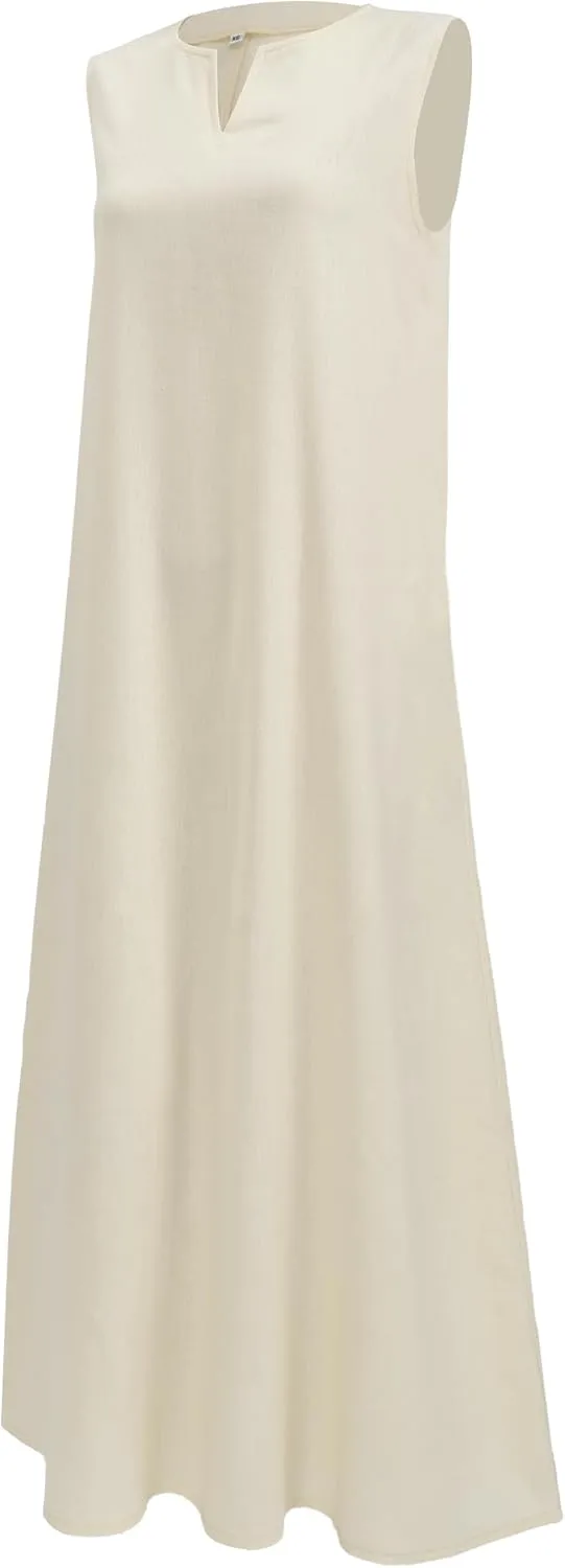 PROCOS Peasant Dress Medieval Linen Underdress Sleeveless Tunic Summer Cosplay Costumes for Women