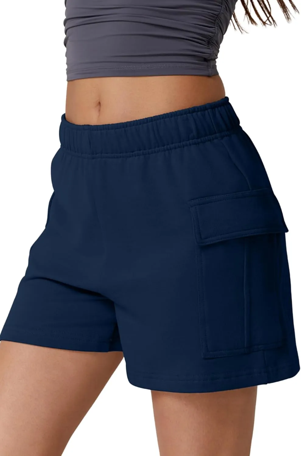QINSEN Womens 100% Cotton Soft Casual Shorts Elastic Waist Summer Lounge Shorts with Pockets