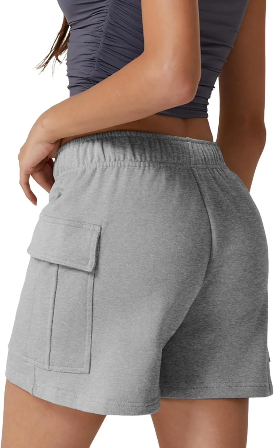 QINSEN Womens 100% Cotton Soft Casual Shorts Elastic Waist Summer Lounge Shorts with Pockets