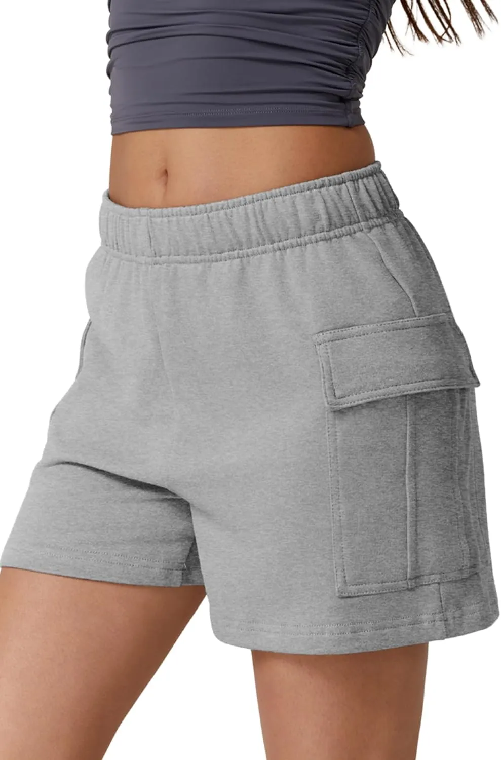 QINSEN Womens 100% Cotton Soft Casual Shorts Elastic Waist Summer Lounge Shorts with Pockets