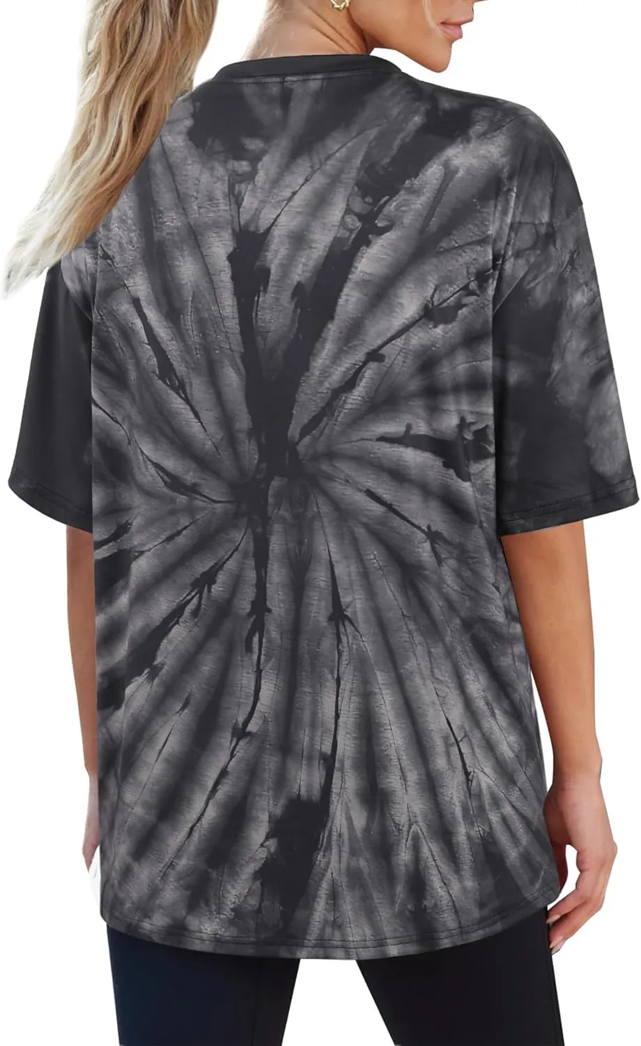 Remidoo Women's Casual Crewneck Short Sleeve Tie Dye Oversized T Shirt Graphic Tee Top
