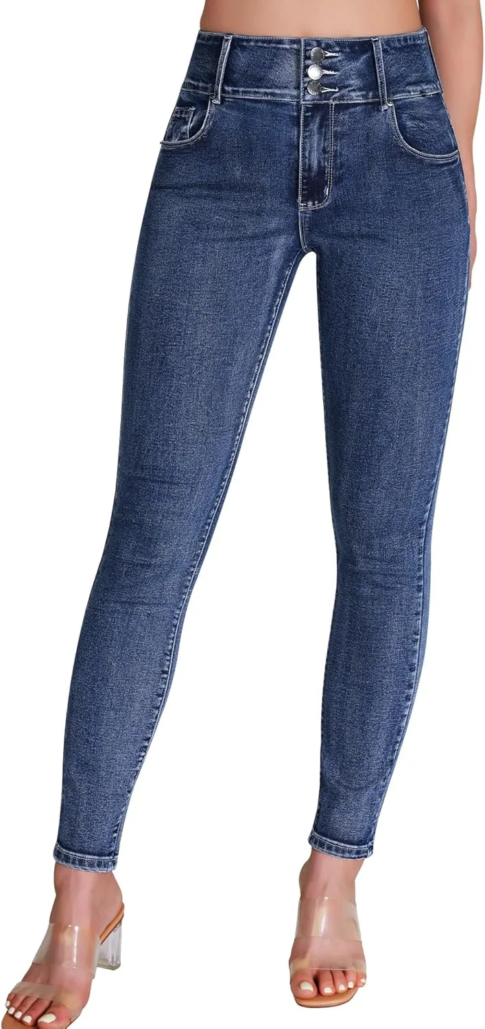 roswear Women??s High Waisted Stretchy Skinny Curvy Jeans Tummy Control Jeggings