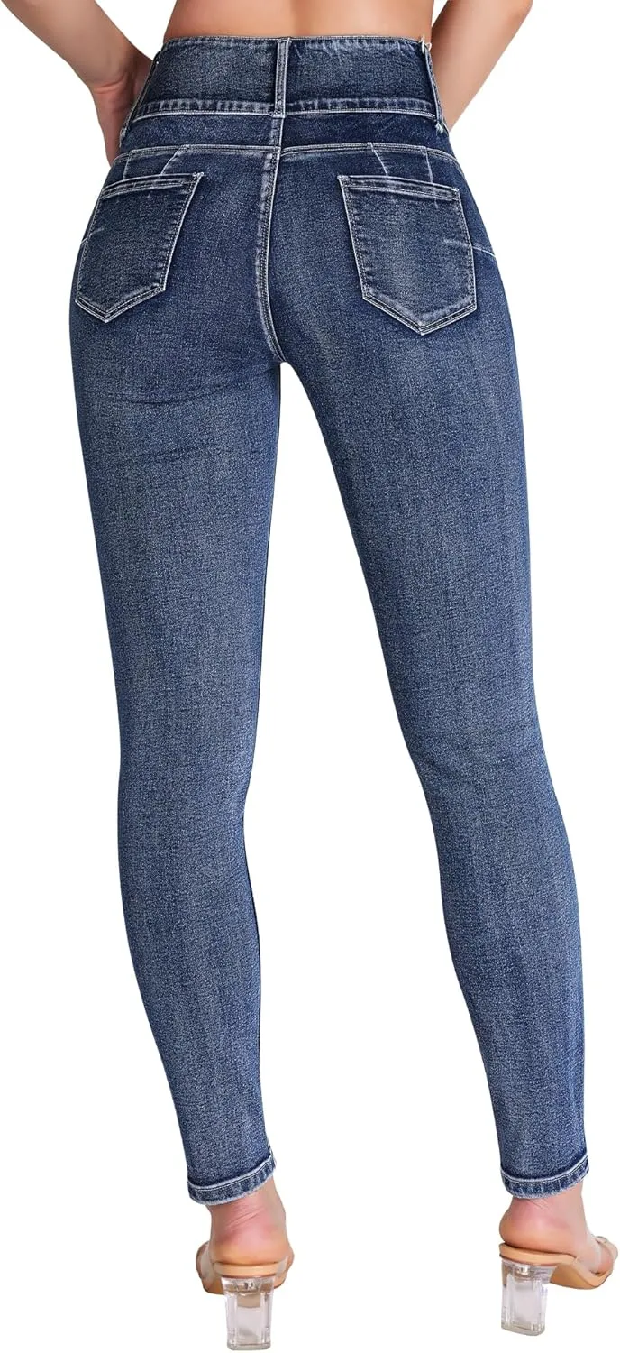 roswear Women??s High Waisted Stretchy Skinny Curvy Jeans Tummy Control Jeggings